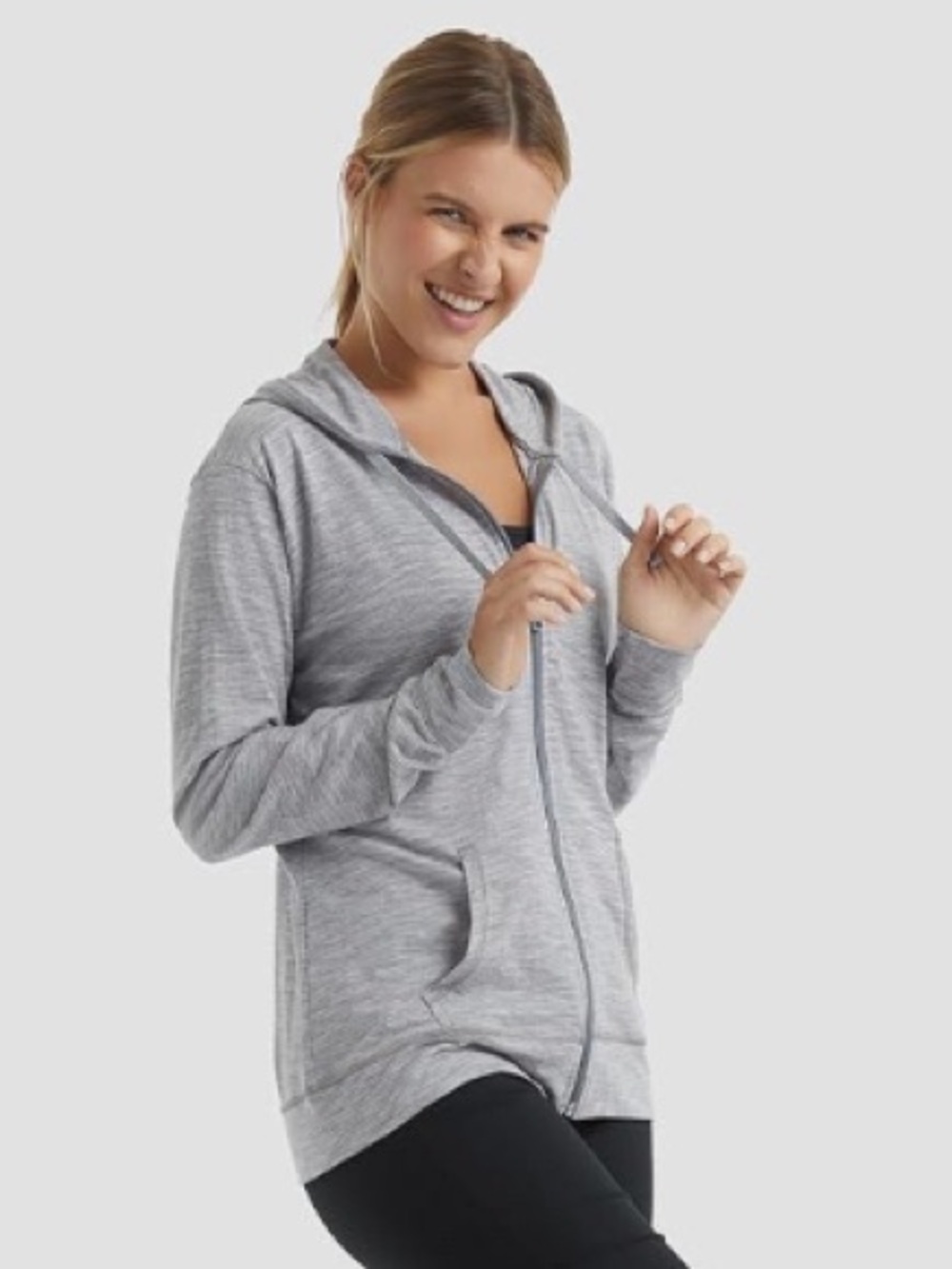 Hanes Light/Heather Gray Women's Zip Hoodie